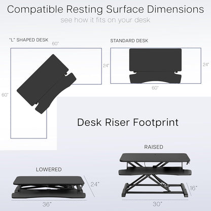 VIVO 36 inch Desk Converter, K Series, Height Adjustable Sit to Stand Riser, Dual Monitor and Laptop Workstation with Wide Keyboard Tray, Light Wood Top, White Frame, DESK-V036KF