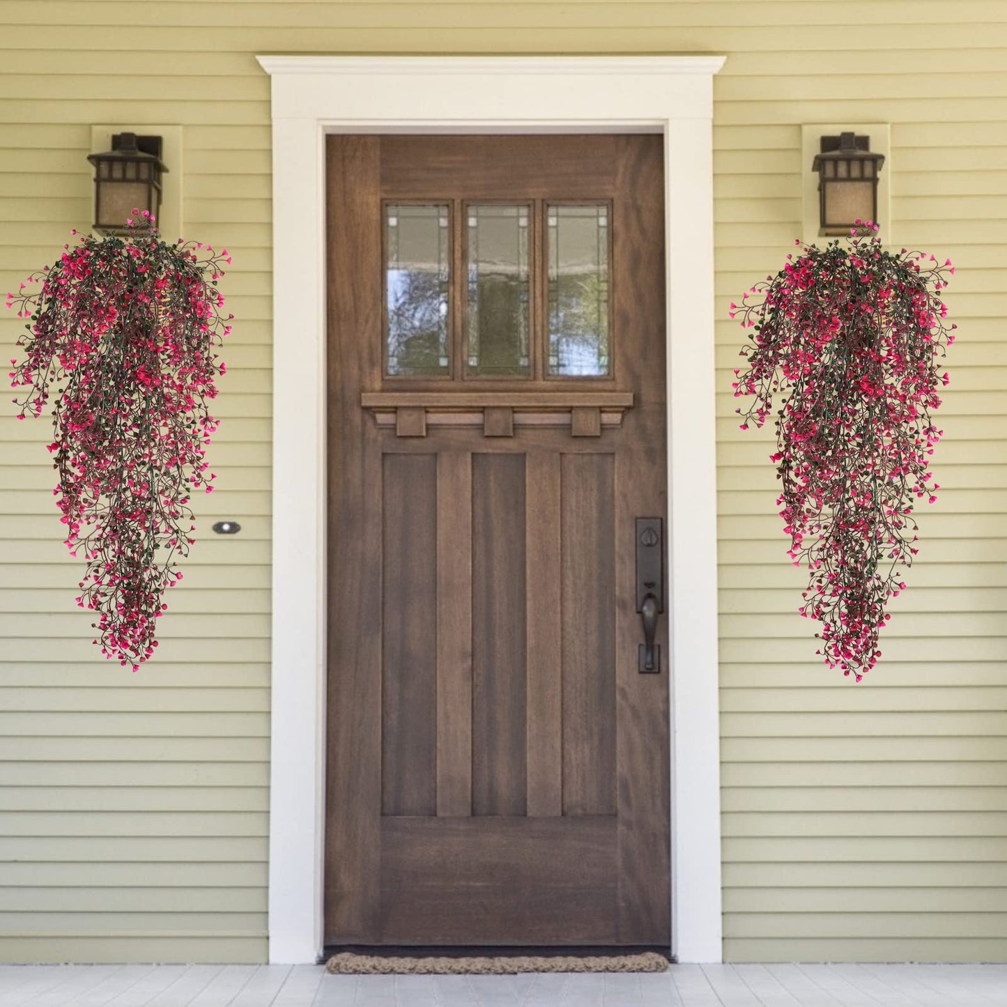 RECUTMS Hanging Fake Vine Plants 4 Pcs Artificial Large Garland Faux Flower Ferns Plant Baby Breath Ivy Room Wall Decor Home Office Garden Wedding Party Indoor Outdoor Decor (Pink)