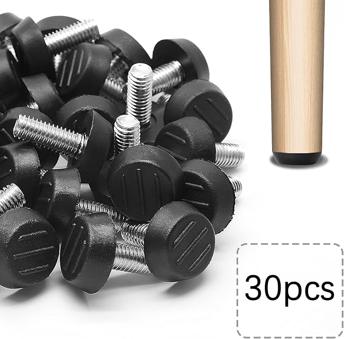 Zorfeter 30 Pcs Screw in Threaded Furniture Adjustable Levelers, M6 x 18mm