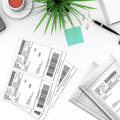 2000 Half Sheet Self Adhesive Shipping Labels for Laser Inkjet Pinters, 8.5 x 5.5 inches (1000 Sheets, 2000 Labels)