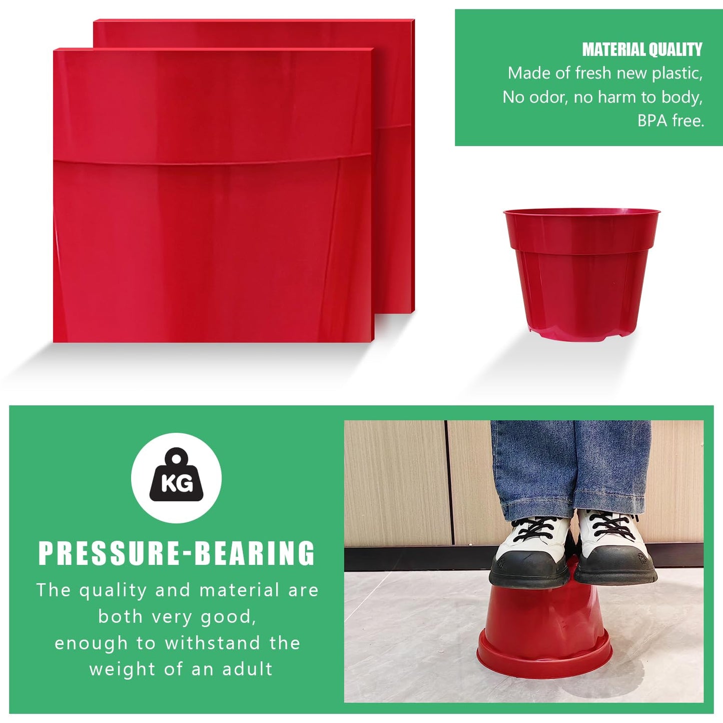 RooTrimmer 8 inch Plastic Flower Pots, Red Plant Pots 12Pack with Saucers for Indoor House Plants Growing and Decoration