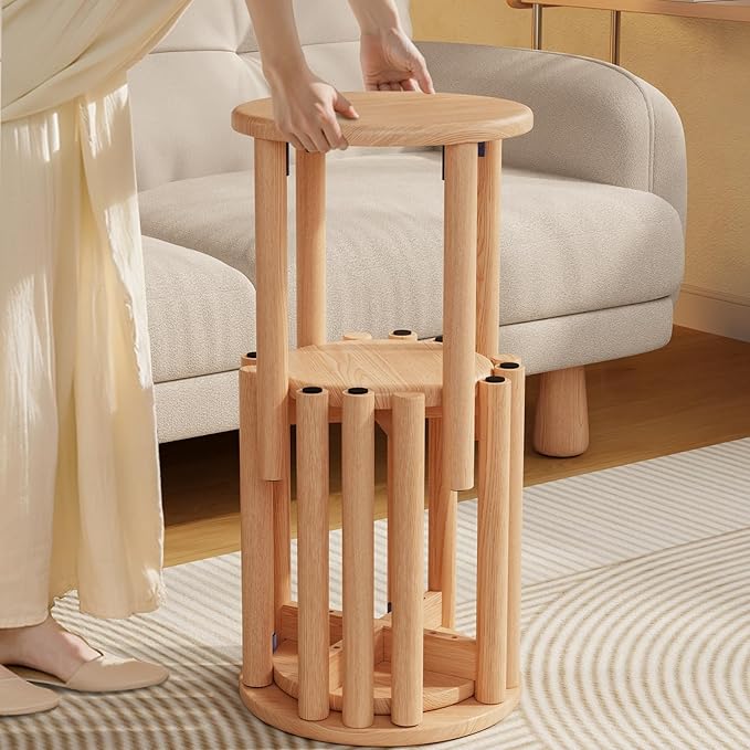 Stackable Stools Set of 4, 100% Solid Wood Stool No Installation Required