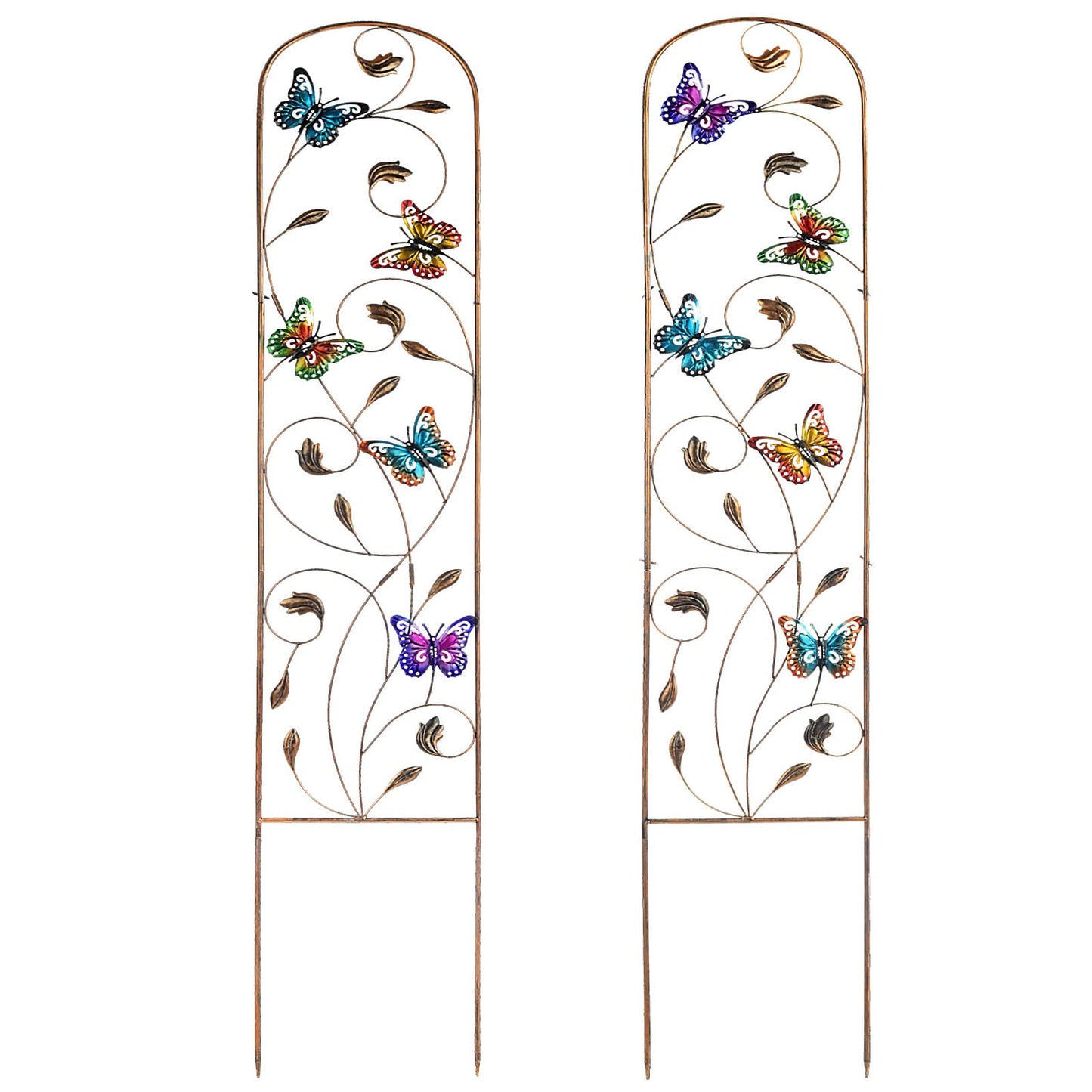 SUNNYPARK Set of 2 Butterfly Metal Garden Trellis for Climbing Plants, Decorative Vegetables Flowers Vine Trellis for Outdoor Patio 60'' H x 11'' W