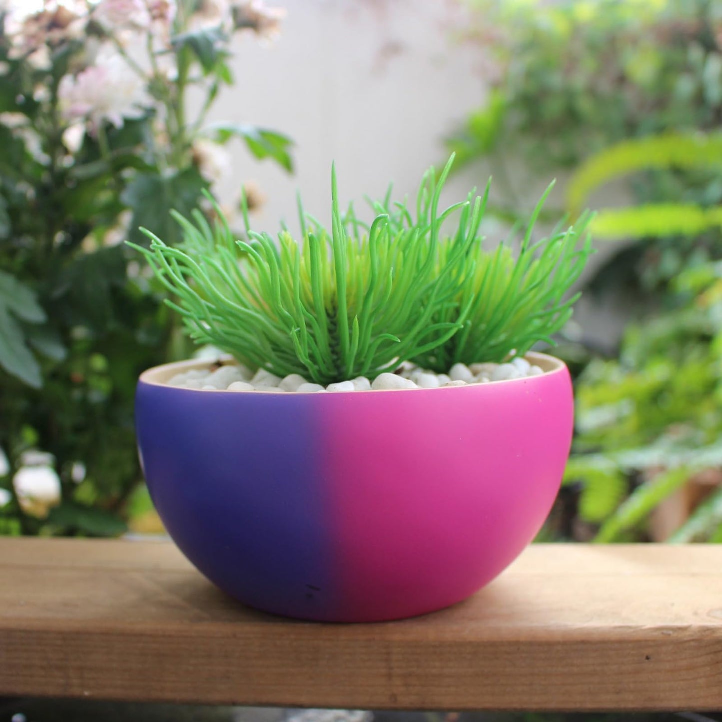 BJVF Unique Face Flower Pot Head Planter - Abstract Colorful Resin Cute Girl Statue Planter with Closed Eyes for Indoor & Outdoor Plants