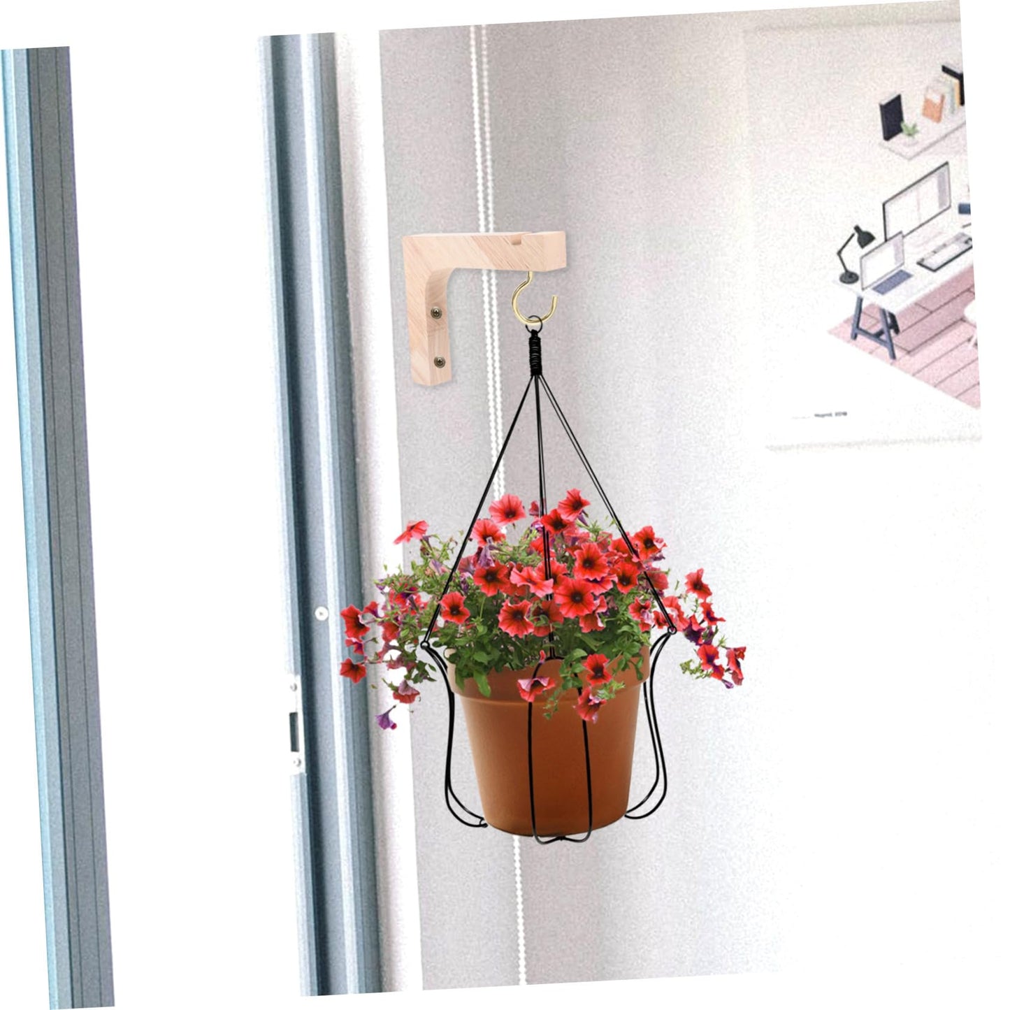 Toddmomy 2pcs Wooden Plant Hooks Heavy-Duty Wall Mount Hanging Brackets for Indoor Outdoor Hanging Plant Hangers Ceiling Hooks for Flower Pots