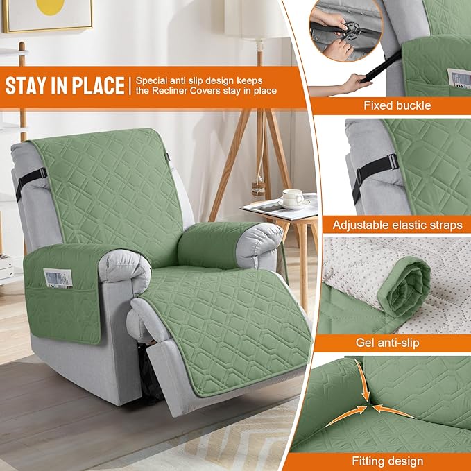 VANSOFY 100% Waterproof Recliner Chair Covers, Recliner Cover Non-Slip Dog