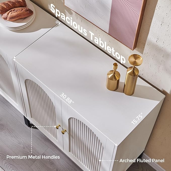 IFBUY Modern Sideboard Buffet Cabinet, 92.63" W Fluted Arched Buffet Cabinet
