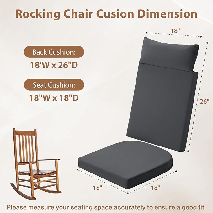 Waterproof Rocking Chair Cushions Outdoor & Indoor, Wooden Rocking Chair Pads