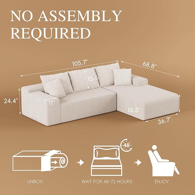 105" Convertible Sectional Couch