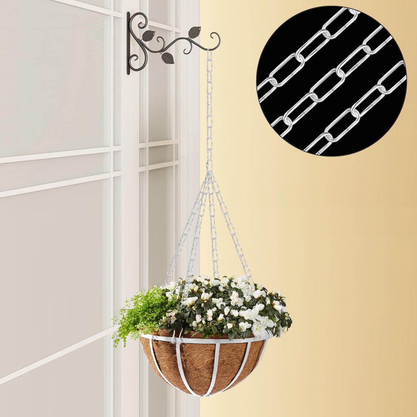 Omytie 15 Ft Heavy Duty Hanging Chain Kit with Connection Locks/Swag Ceiling Hooks for Lighting Fixture, Chandelier, Pendant, Lantern, Swag Lamp, Plant/Flower/Fruit Basket, Bird Feeder (Chrome)
