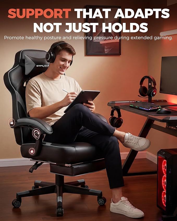 GTPLAYER Gaming Chair for Adults, Big and Tall 350LBS Heavy Duty Office Chair
