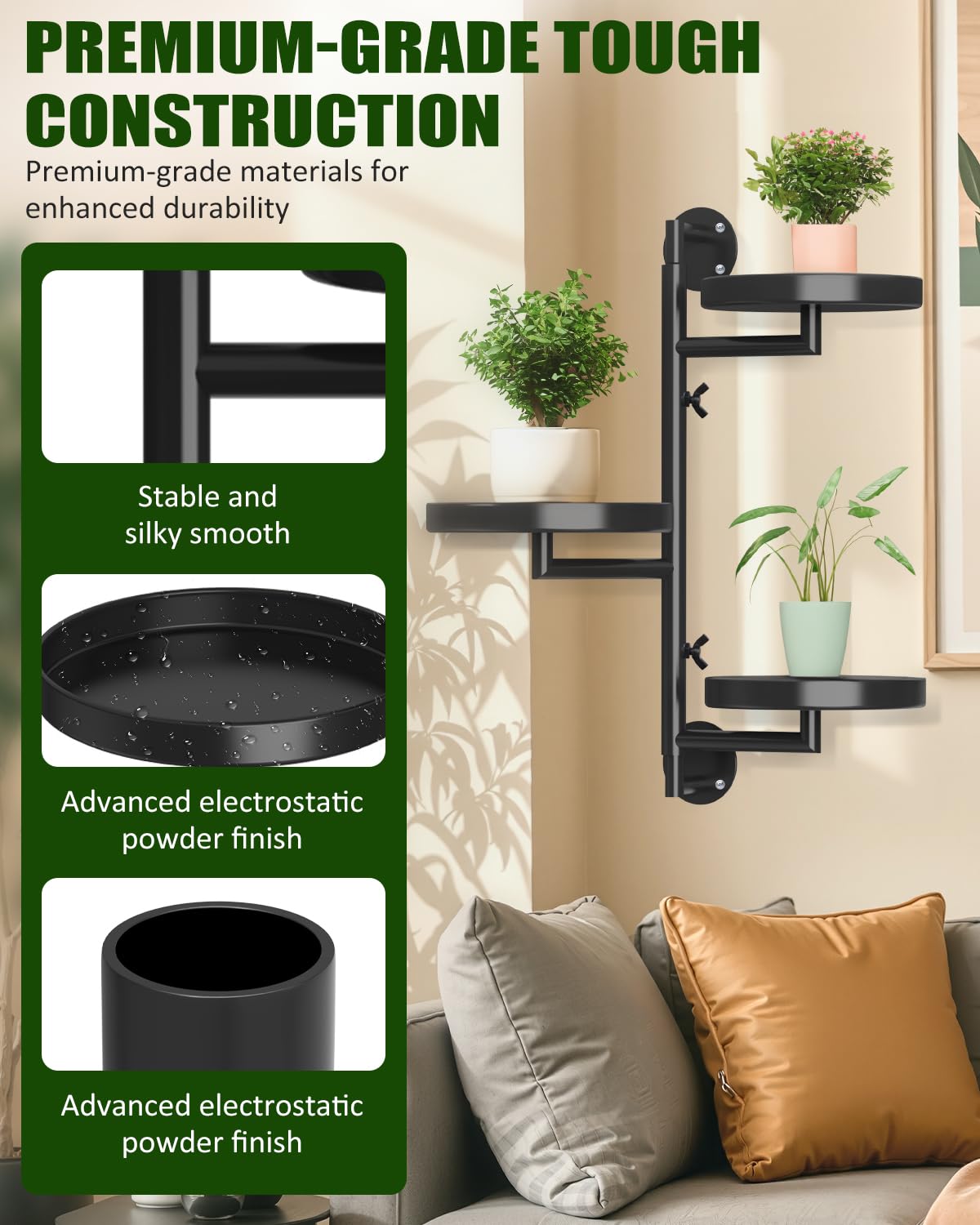 joyhalo Rotating Plant Wall Shelf 2 Pack Set, 3-Tier Window Plants Stand, 180° Rotating Wall Mounted Holder, Plants Windows Shelf, Indoor Plant Shelves for Multiple Plants