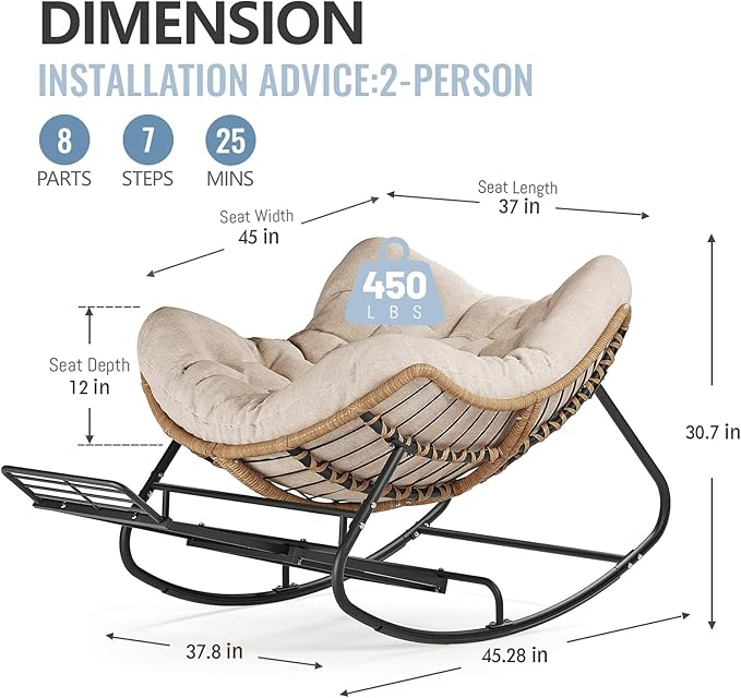SWITTE Outdoor Papasan Rocking Chair