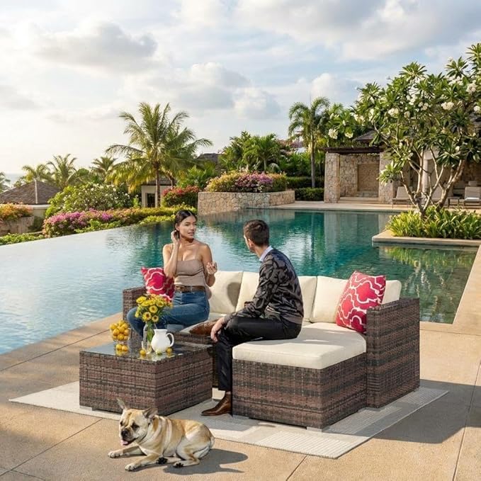 5-Piece Outdoor Sectional Sofa Set, Outdoor Patio Set Sectional Sofa,