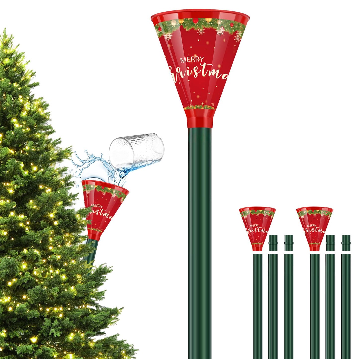 Christmas Tree Watering Funnel-39 Inch Adjustable 3-Section Long Funnel Spout Funnel Watering System Xmas Plant Watering Tool for Large Indoor Outdoor Plants (2)