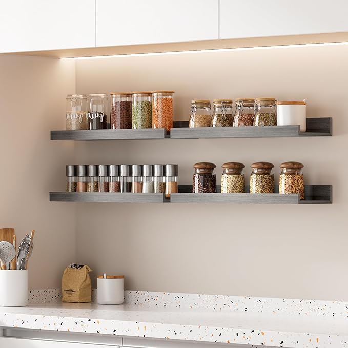 upsimples Floating Shelves for Wall, Wall Shelves for Decor Storage Set of 6