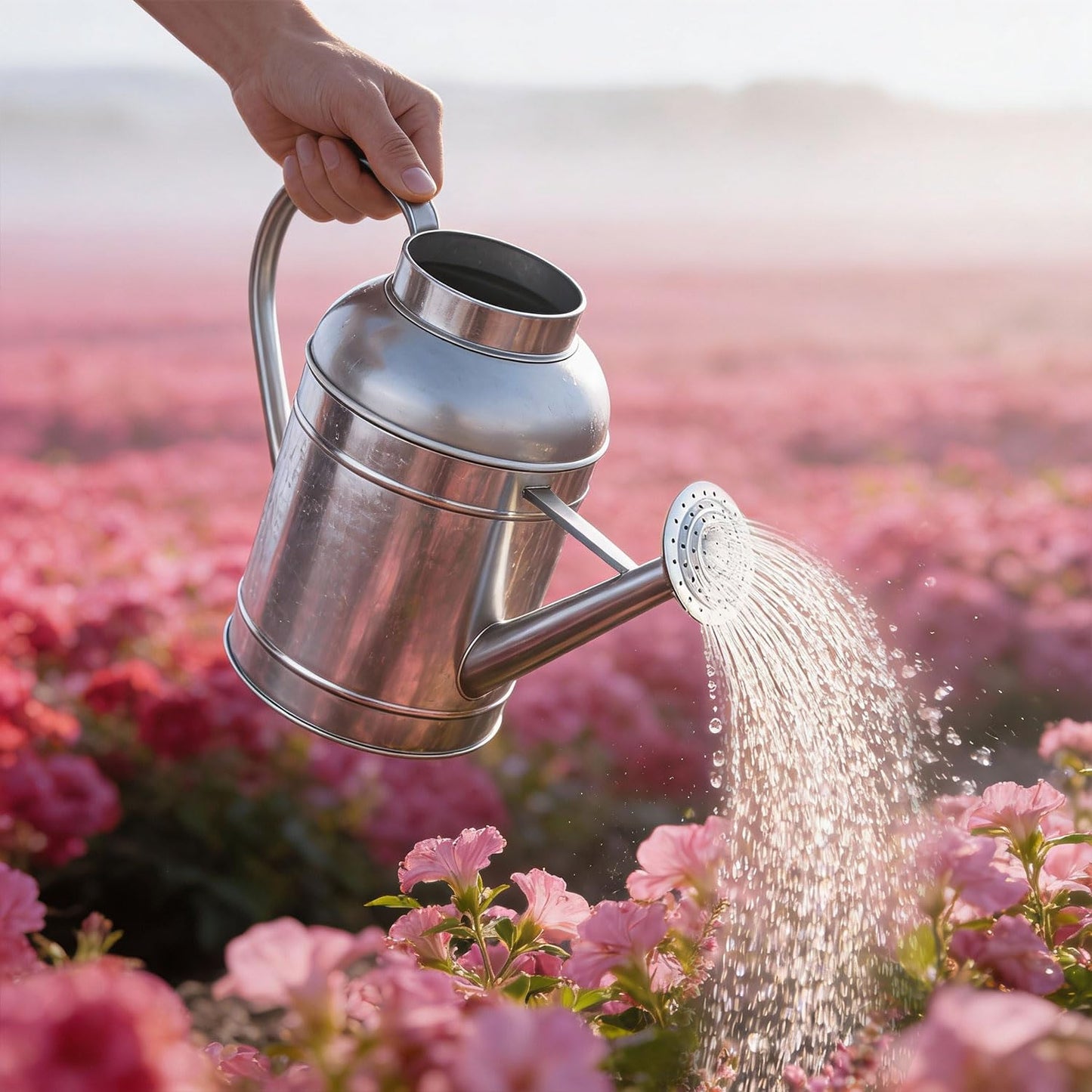 9L Metal Watering Can for Outdoor Garden, Galvanized Steel Large Watering Pot with Top Handle and Long Spout, Rust-Resistant Water Can for Flowers, Lawns, and Farm Use