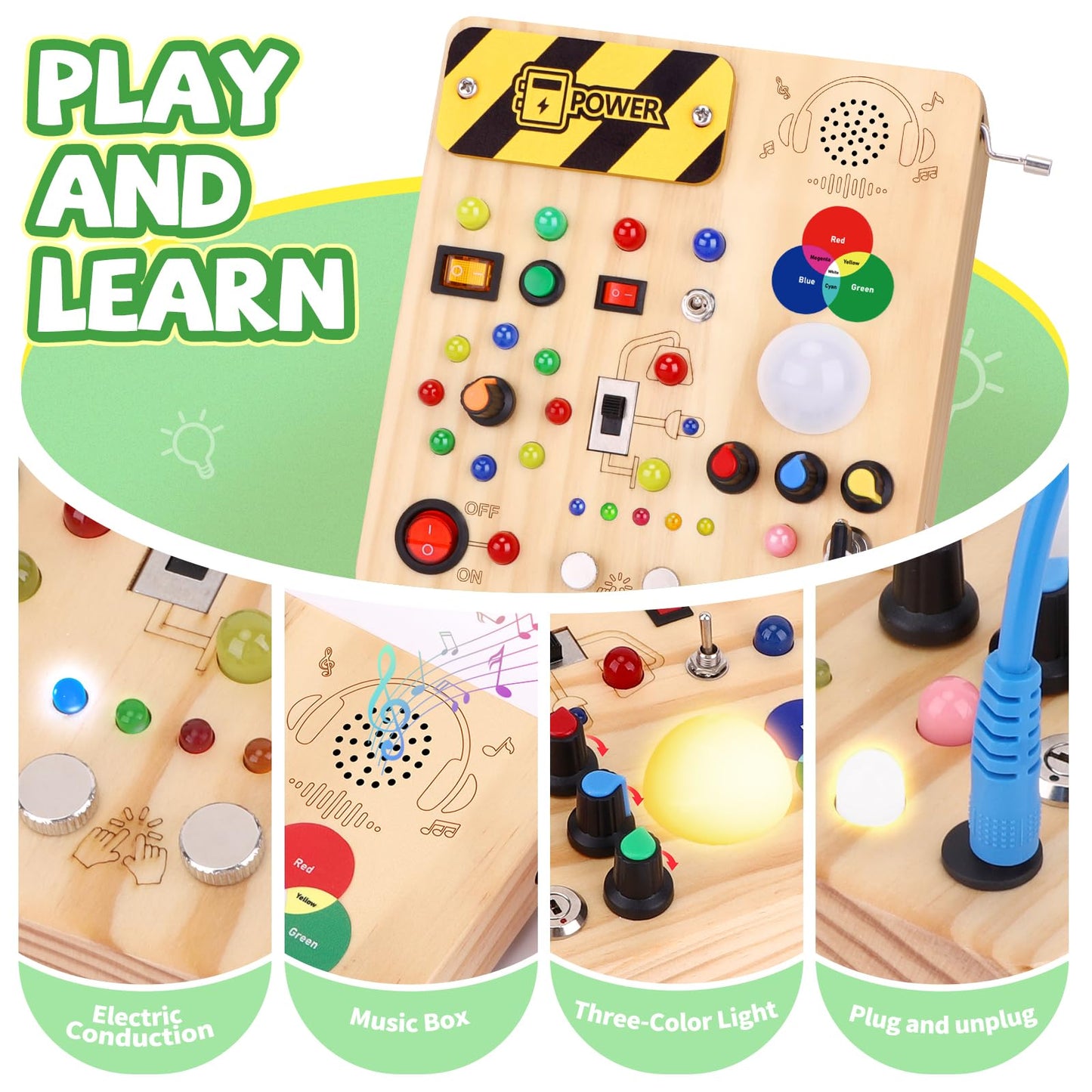Grarain Busy Board for Toddlers - Montessori Educational Toy for 1-3 Year Old Boys & Girls | Travel-Friendly Sensory Learning Activity | Ideal for Kids with Autism(Busy Board v4)