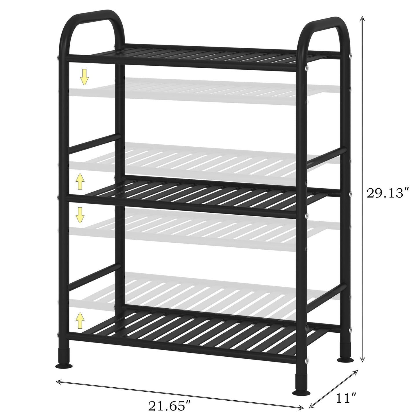 JSB 3-Tier Adjustable Shelving Unit, Heavy Duty Storage Rack Organizer Metal Corner Shelf for Kitchen Living Room Laundry Pantry Bathroom (Black, 3 Tier)…