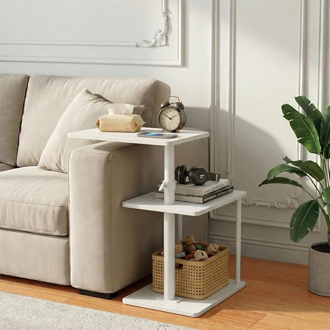Faesun 360° Swivel Side Table for Height Adjustable, C Shaped End Table for