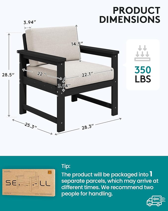 SERWALL 2 Pieces Single Cushioned Sofa Armchair