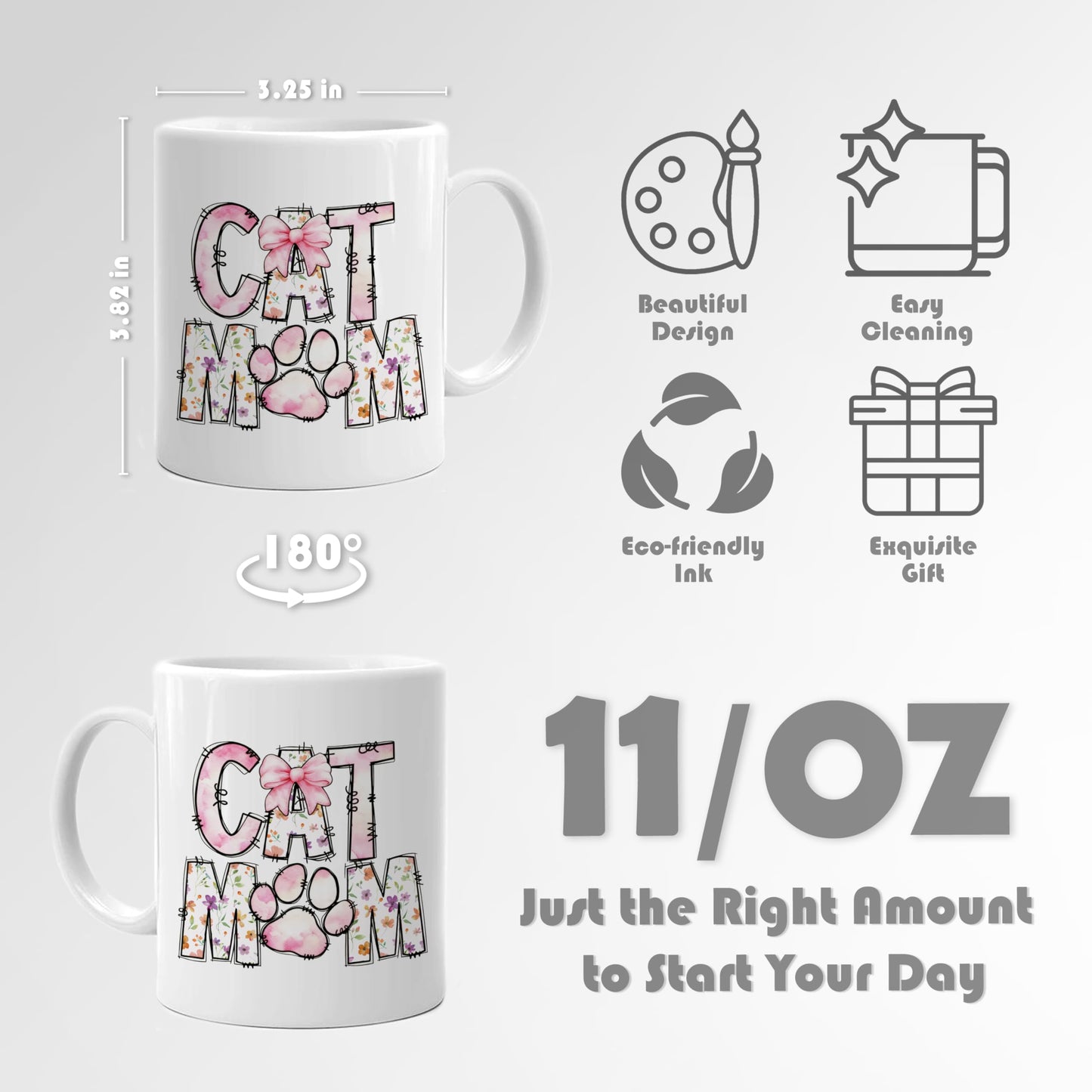 WDSFHYJK Cute Cat Mom Ceramic Coffee Mug 11oz,Creative Cat Lover Gifts for Women,Coffee Mug Gifts for Family Office College