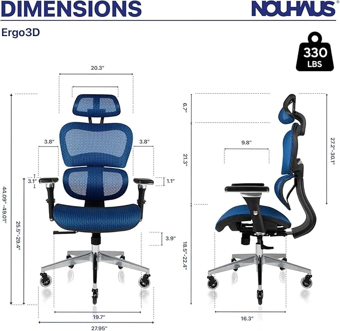 Nouhaus Ergo3D Ergonomic Office Chair Lumbar Support Mesh Office Chair