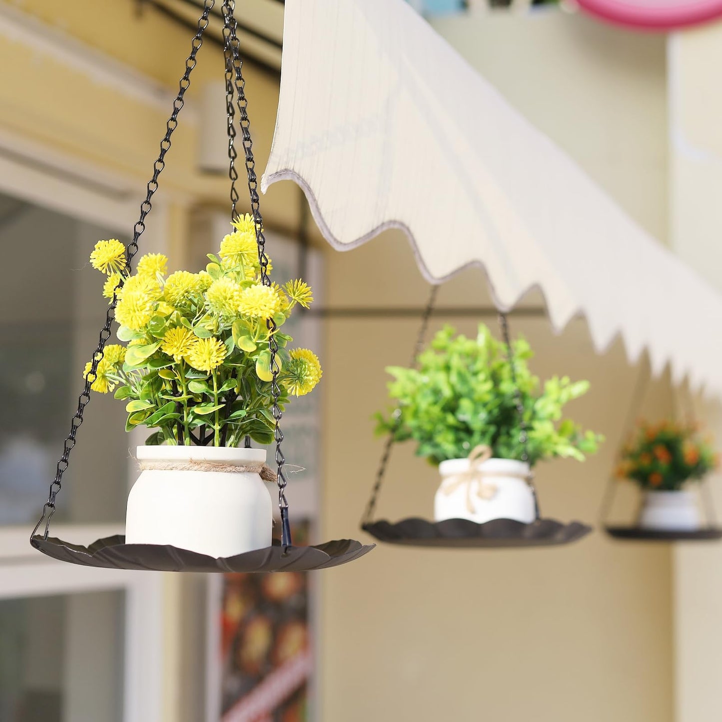 ZYUXUAN Hanging Planter for Indoor Outdoor, Plant Hanger, Hanging Plant Holder, Plant Pot Shelf Basket for Window Wall Ceiling Garden with Chains and Hooks, 2Pcs (Leaf)