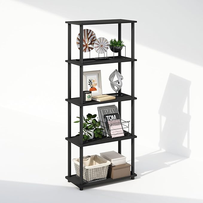 Furinno Turn-N-Tube Book Shelf, 5-Tier Bookshelf, Bookcase