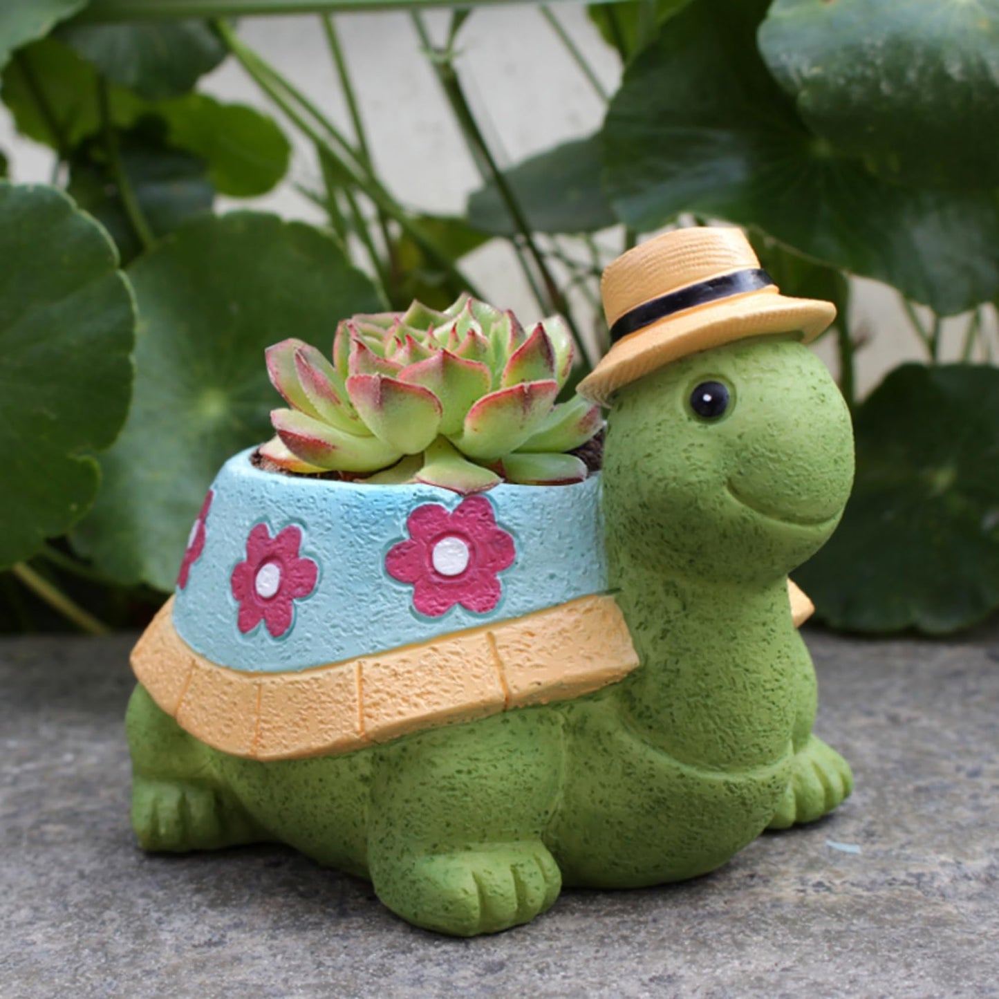 EOBTAIN Cute Turtle Planter for Indoor Plants Green Animal Garden Succulent Pots Unique Resin Cactus Pot with Drainage Hole Plant Containers Flowerpot for Home Office Desktop Decor Gifts for Women