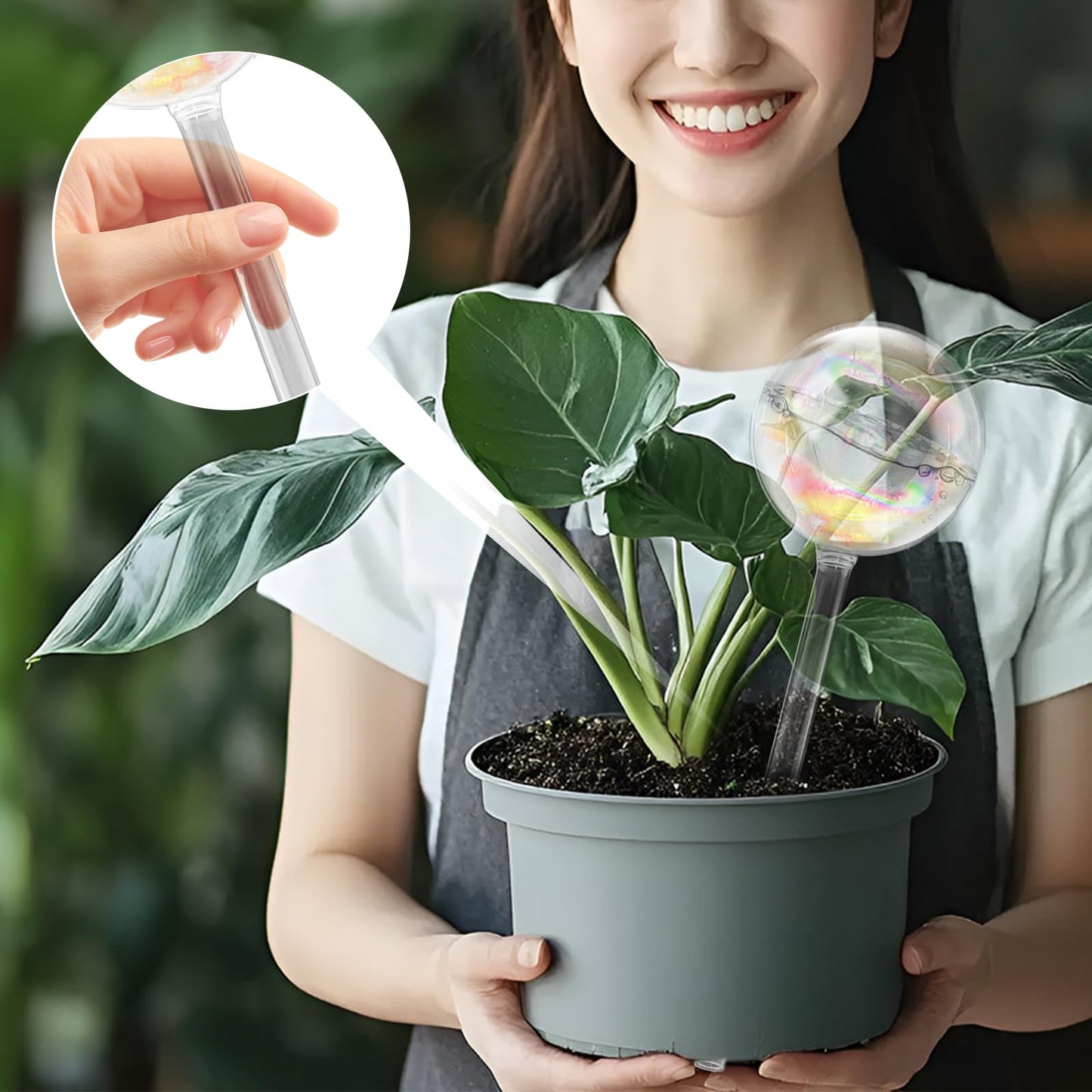 Hdagbnn 6 Pack Large Plant Watering Globes,Iridescent Rainbow Glass Self-Watering Bulbs,Watering Globe Planter Insert for Indoor & Outdoor Plants,DIY,Flowerpot,Hanging Plants,Home Garden
