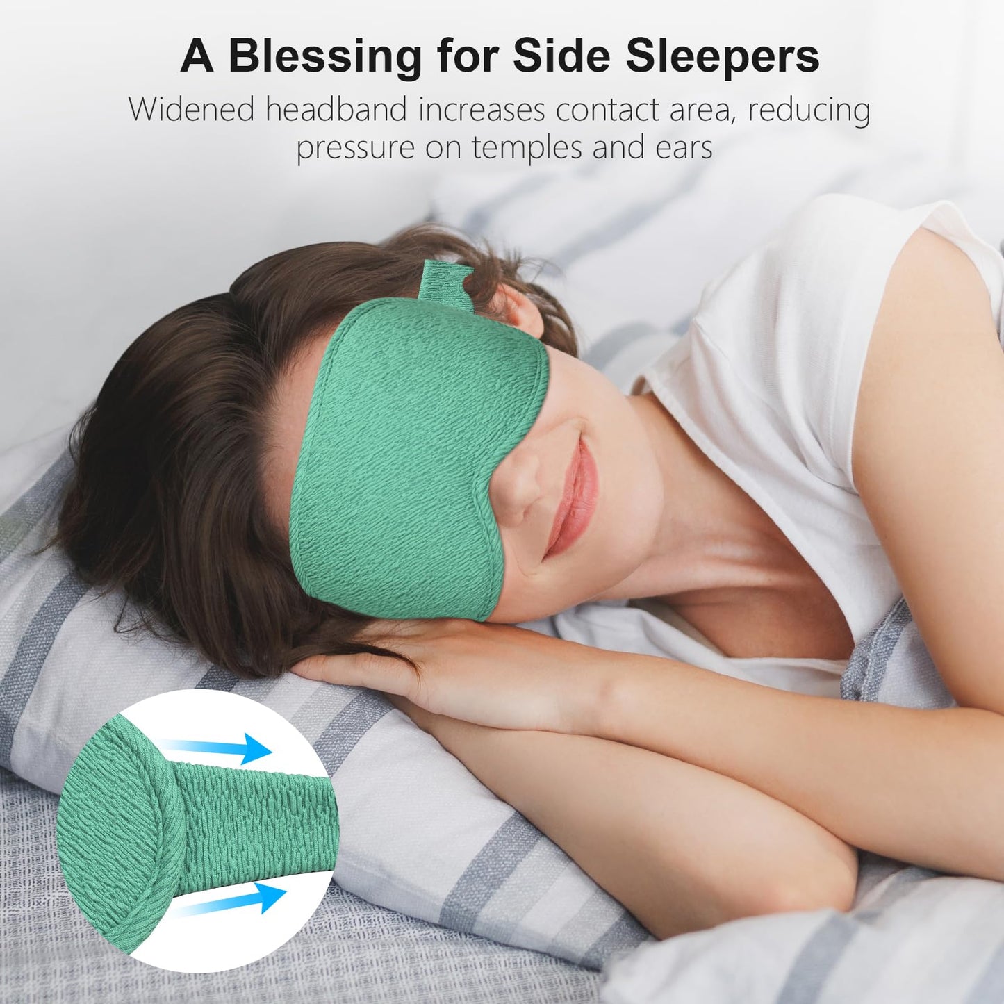 Gritin 100% Blackout Sleep Eye Mask for Women Men, Zero Pressure Sleeping Mask - Ergonomic Design 3D Cutout Eye Movement and Eyelash Friendly Night Blindfold, Ultra Soft Comfortable for Sleeping