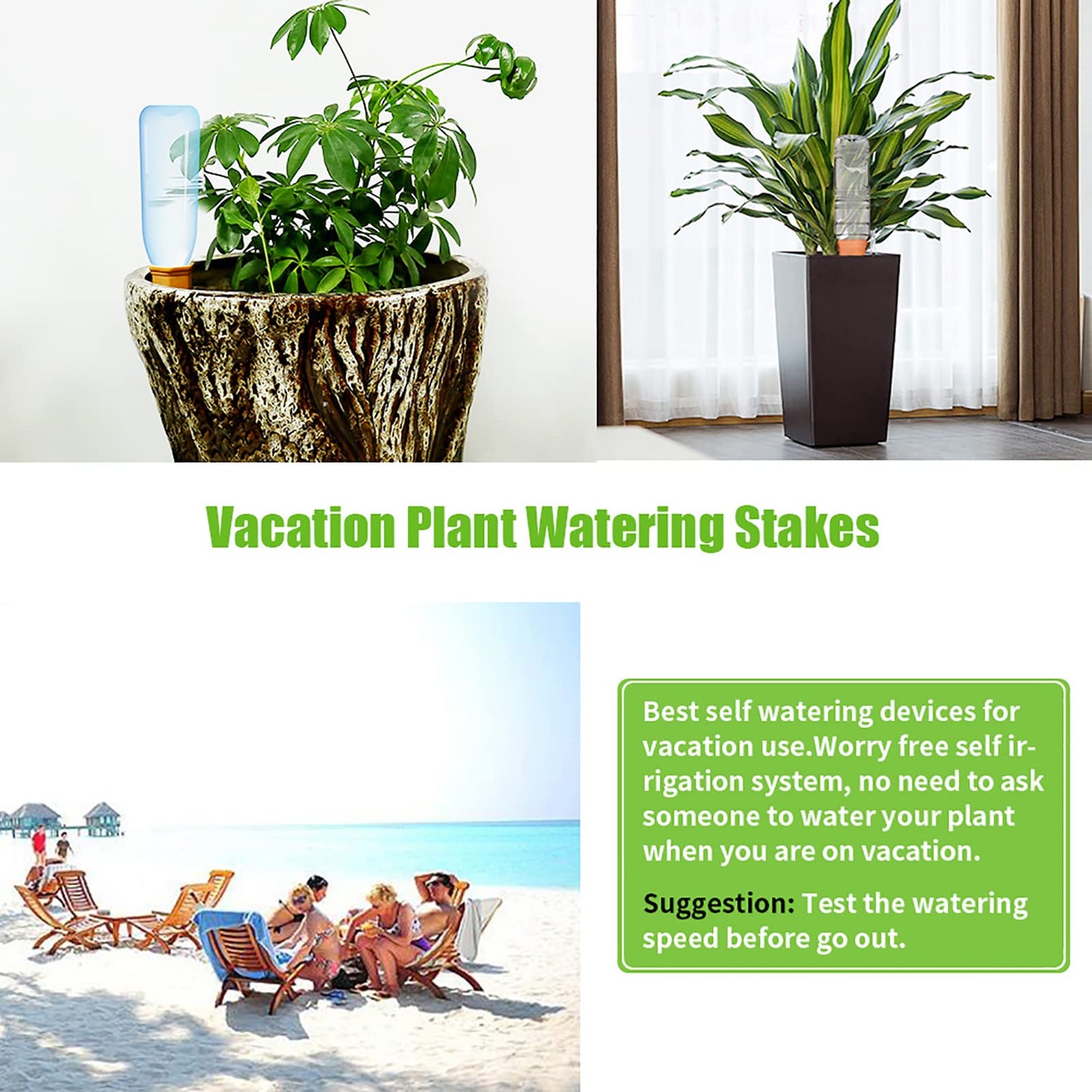 Terracotta Watering Spikes, Set of 6 Pack Plant Watering Devices, Self Terra Cotta Watering Spikes Stakes for Indoor and Outdoor, Automatic Plant Waterer System for Vacation Potted Plants
