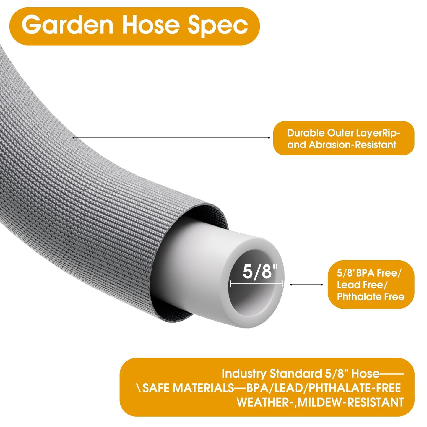 GUKOK Garden Hose 100 FT, Non-Expanding Water Hose, Ultra-Light & Flexible, Burst-Resistant, Kink-Free, High-Pressure Garden Hose All-Weather Use for Lawns, Gardens, and Outdoor Cleaning