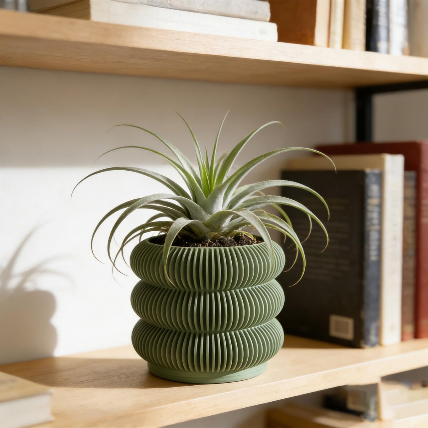 Fabix 4.7" 3D Printed Plant Pots - Unique Bubble Ring Modern Planters for Indoor Plants, Durableo-Friendly PLA Flower Pots with Drainage for Succulents, Cactus, Home Office Décor.(Military Green)
