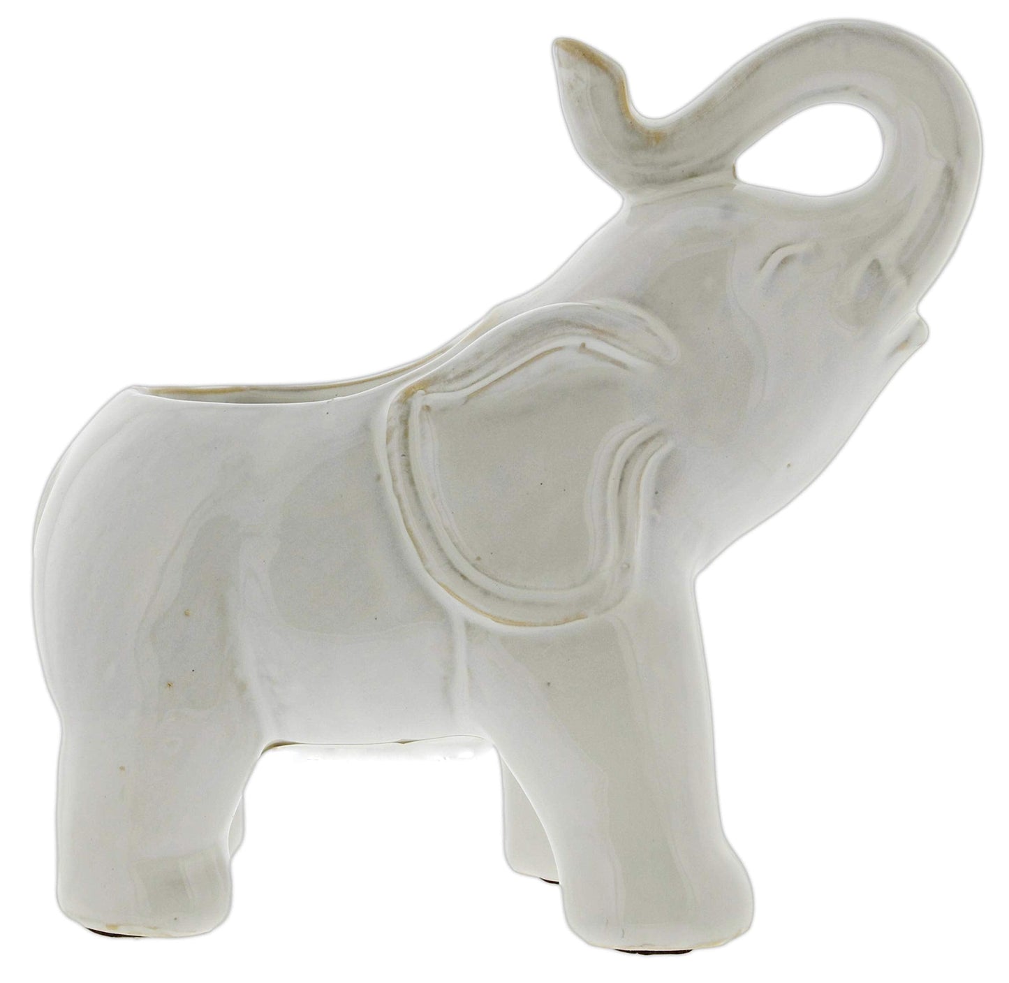 White Elephant Ceramic Flower Pot - Outdoor & Indoor Planter - Elephant Decor Succulent Pot - Small Plant Pot with Drainage - Windowsill & Patio Decor