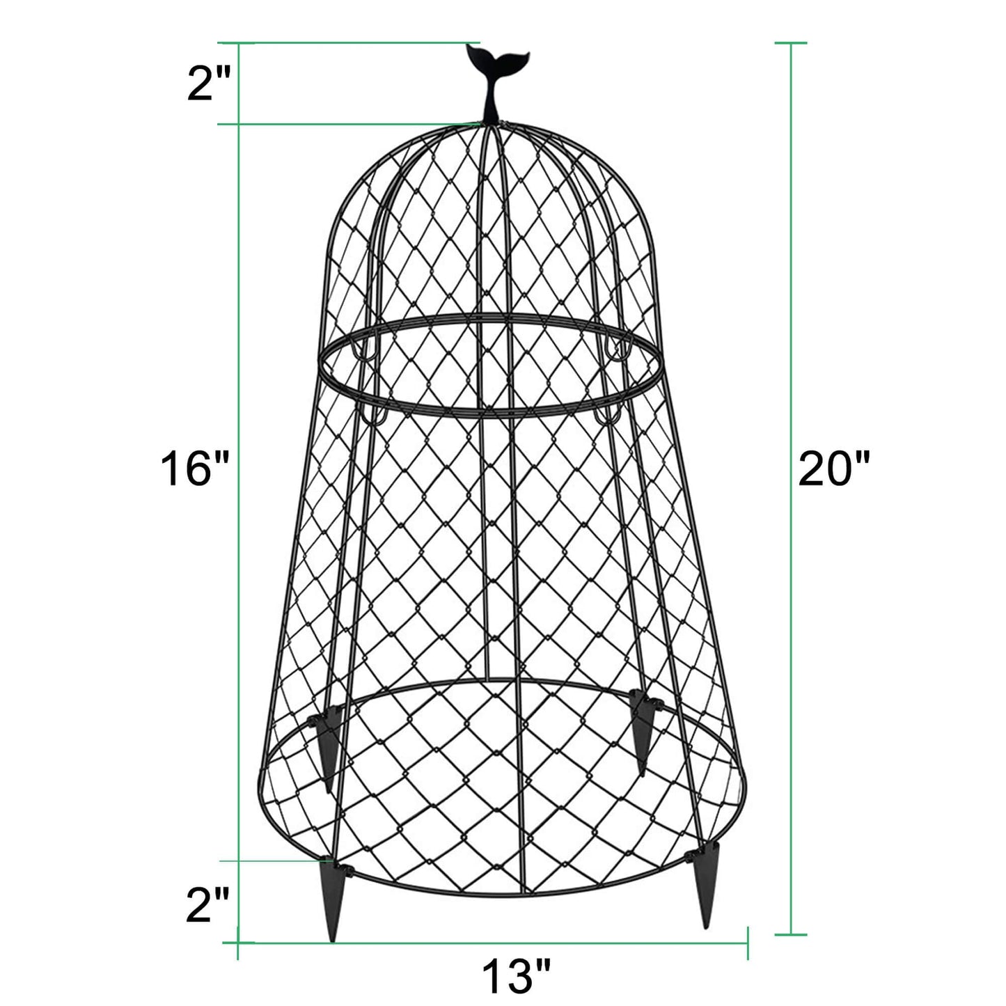 TAOMENNI 6 Packs Garden Cloches for Plants, Plant Protectors from Animals, Chicken Wire Cloche, Plant Cloche and Cage, Protection for Your Plants and Seedlings, 13" D x 20" H - Black