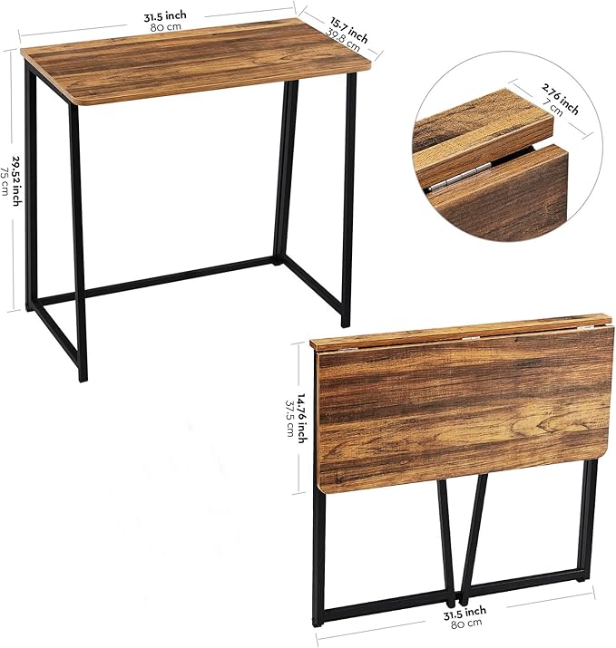WOHOMO Folding Desk for Small Spaces, 31.5 Inch Foldable Computer Desks