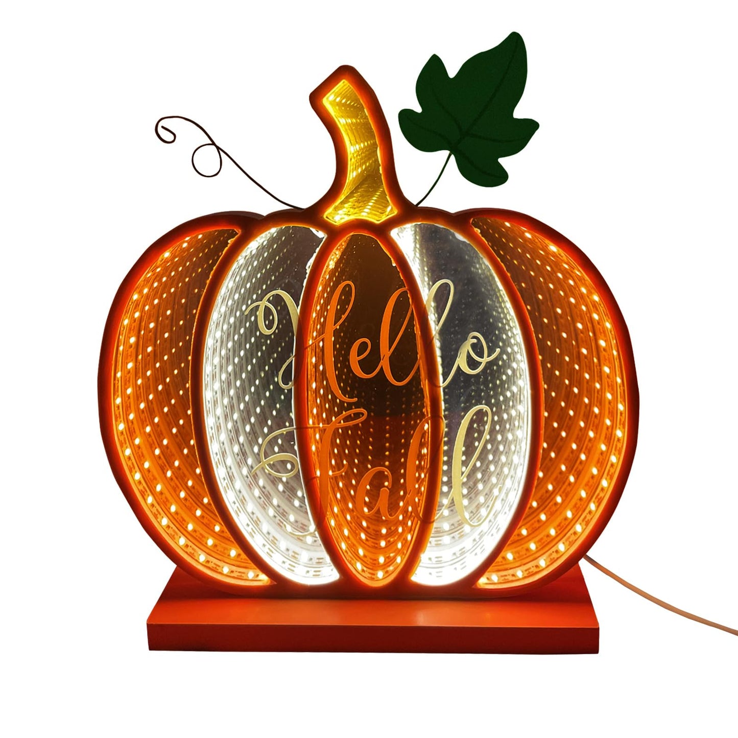 Infinity Fall Pumpkin Décor, Light Up Harvest Pumpkin Lights with USB Powered,8.58 Inch H Standing Fall Pumpkin for Table,Shelf or Room Decoration