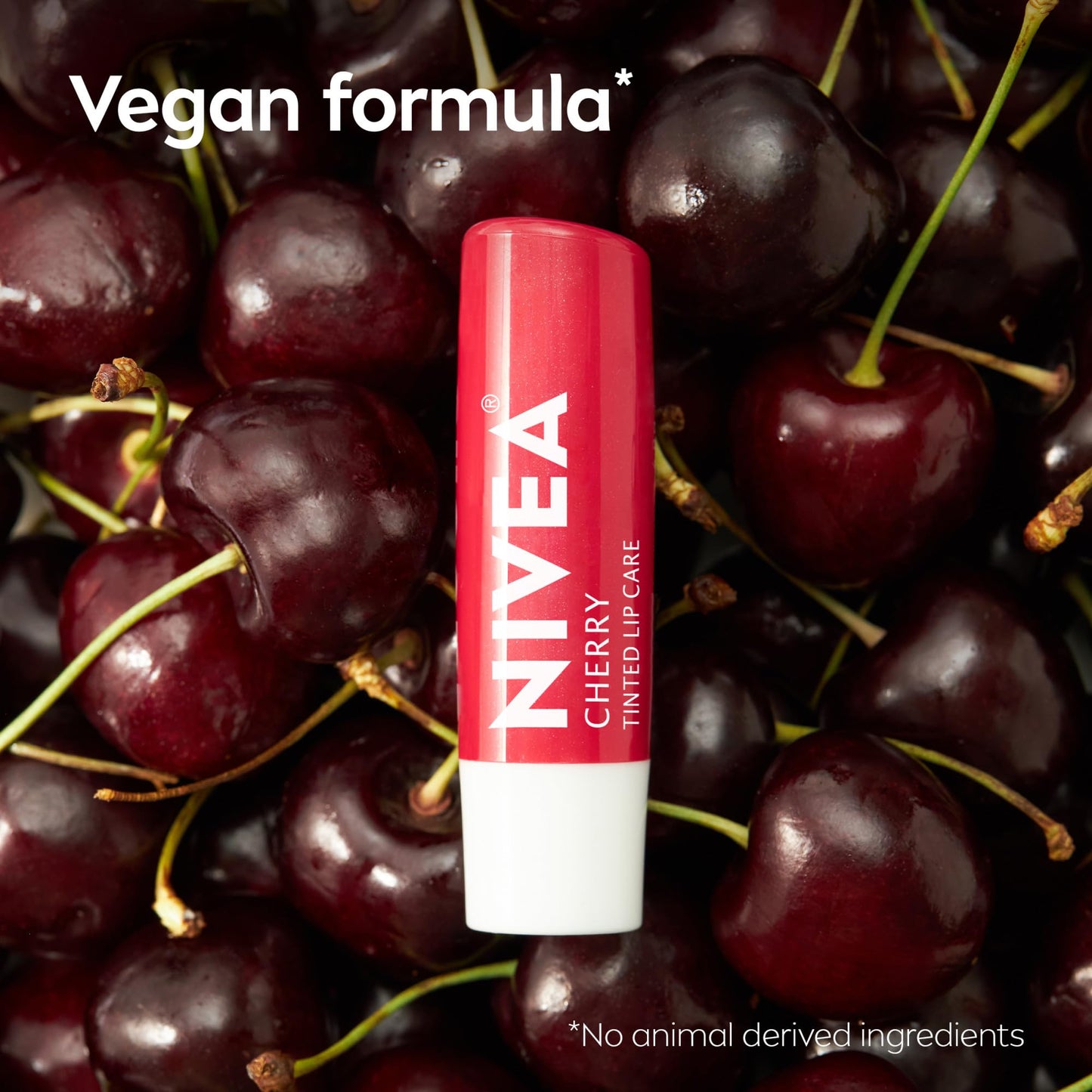 NIVEA Lip Care, Fruity Tinted Lip Balm Variety Pack, Cherry, Strawberry, Blackberry and Watermelon Flavors, 3-in-1 Moisture, Repair and Color, 0.17 Oz Stick, Pack of 4