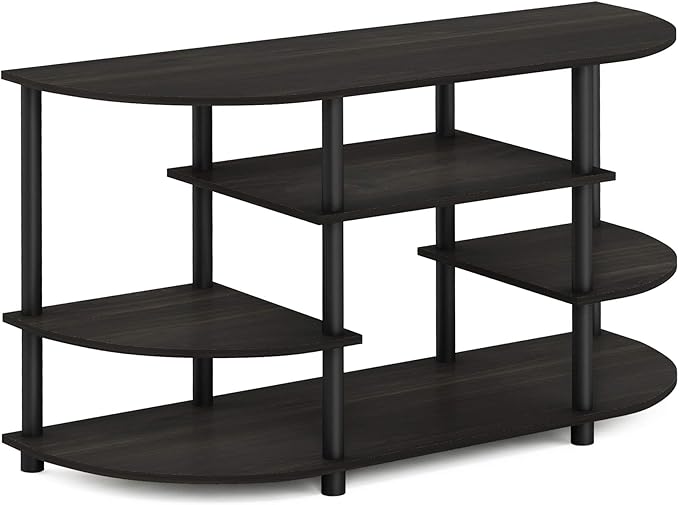 Furinno JAYA Simple Design Corner TV Stand, Espresso/Black
