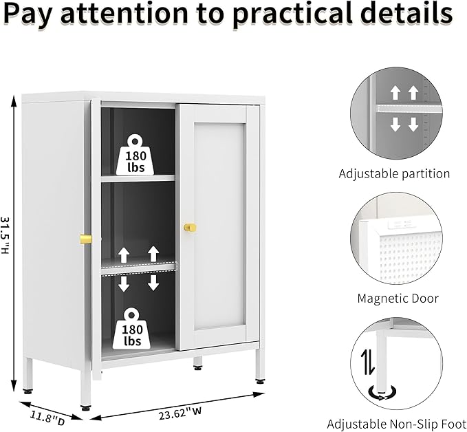 White Metal Storage Cabinet