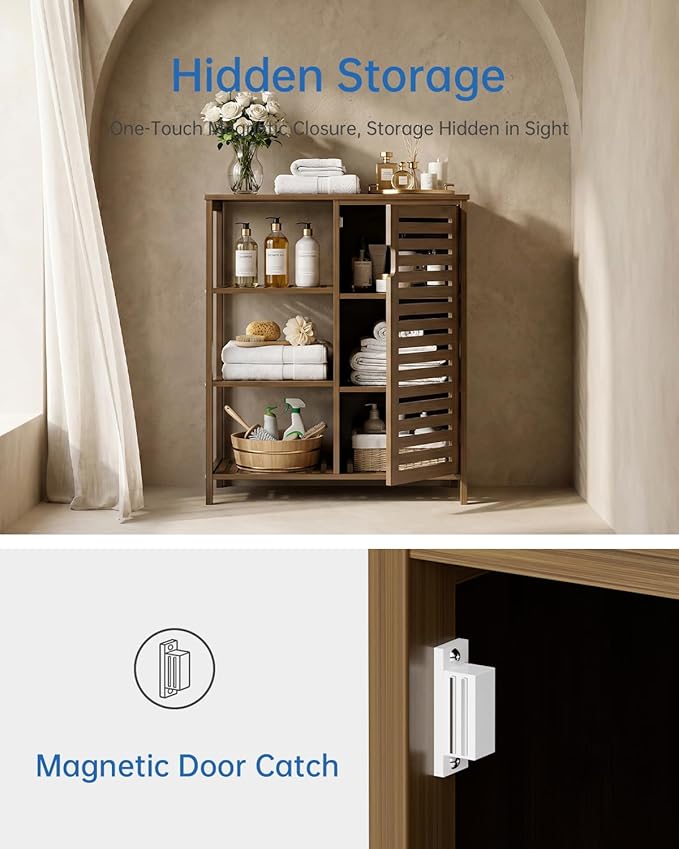 HITNET Bathoom Storage Cabinet, Bamboo Floor Cabinet