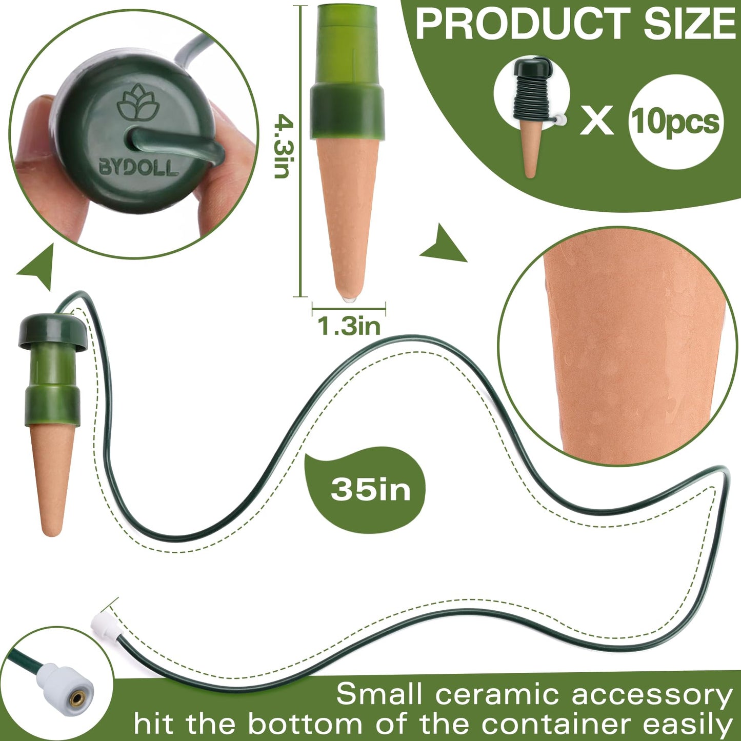 BYDOLL Plant Self-Watering Stakes Automatic Plant Dripper Watering Spikes for Indoor Outdoor Bonsai,Houseplant Insert Devices for Vacation use,Drip Irrigation System(10PCS)