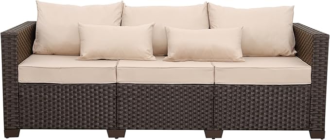 Rattan Star Outdoor Furniture Couch 3 Seater Sofa Outdoor Brown Wicker Sofa