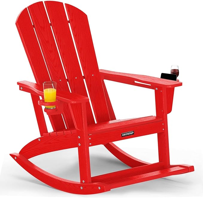 Outdoor Oversized Adirondack Rocking Chairs, All Weather HDPE Patio Rocking