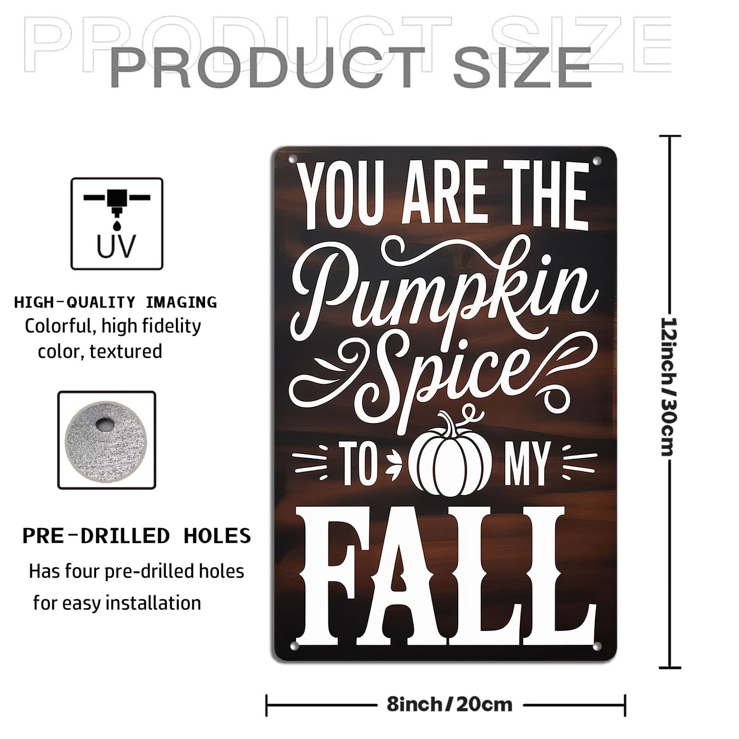 You Are the Pumpkin Spices to My Fall Metal Sign Autumn Wall Art for Home Kitchen Dining Room Fireplace Hallway Porch Thanksgiving Day Decor 8x12 Inch