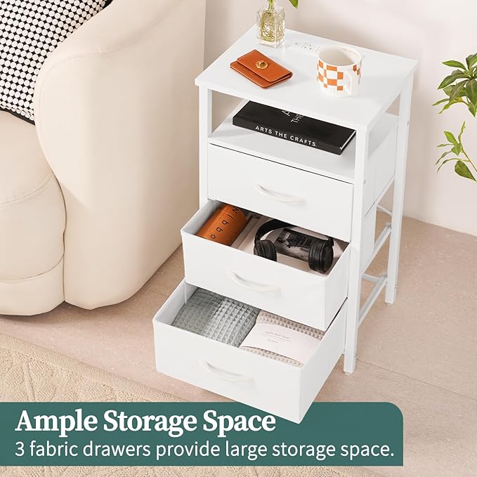 Yoobure Night Stand with Charging Station, 16 Colors LED Nightstand with USB