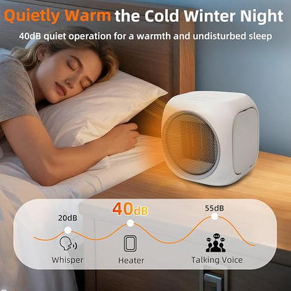 Space Heater with Mug Warmer, Electric Space Heaters for Indoor Use with Thermostatc, Candle Warmer Pate for Bedroom, Office, Large Room Use