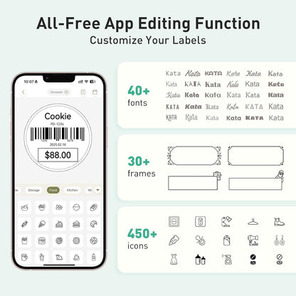SUPVAN T50M Plus Bluetooth Label Maker Machine with 3 Tapes, High Printing Clarity, Versatile App with 40+ Fonts and 450+ Icons, Inkless Labeler for Business, Home, Office Organization, Green